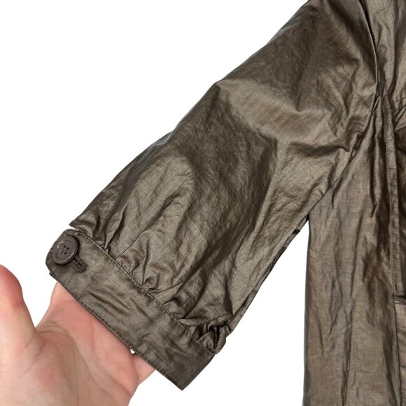 Chico's Metallic Bronze Button-Front Lightweight Jacket Women's Size 2 US L - Picture 4 of 9
